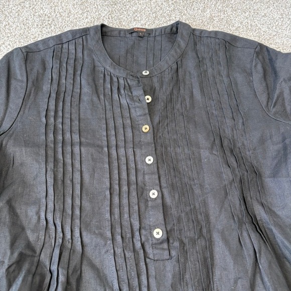 Quince European Linen Short Sleeve Swing Dress Black Size Large Beach Vacation - Picture 2 of 10